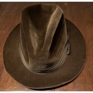Vtg Borsalino Fedora Hat Size 7 Bronze Brown Beaver Fur Felt 6X Leather Band